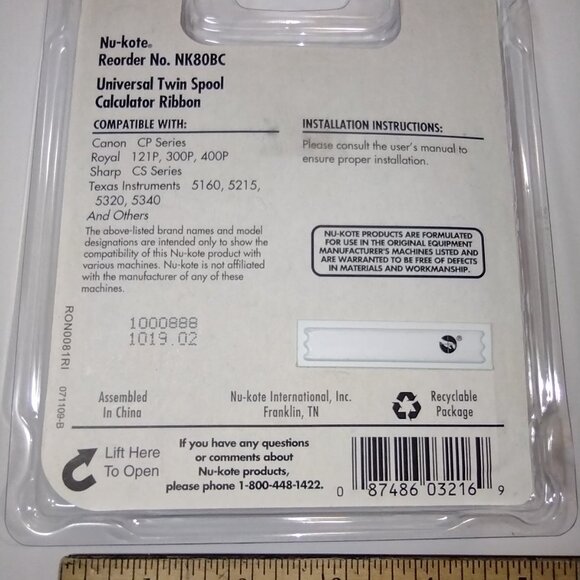 Nu-kote Universal Twin Spool Calculator Ribbon NK80BC Canon Royal Sharp Texas In - Picture 4 of 5